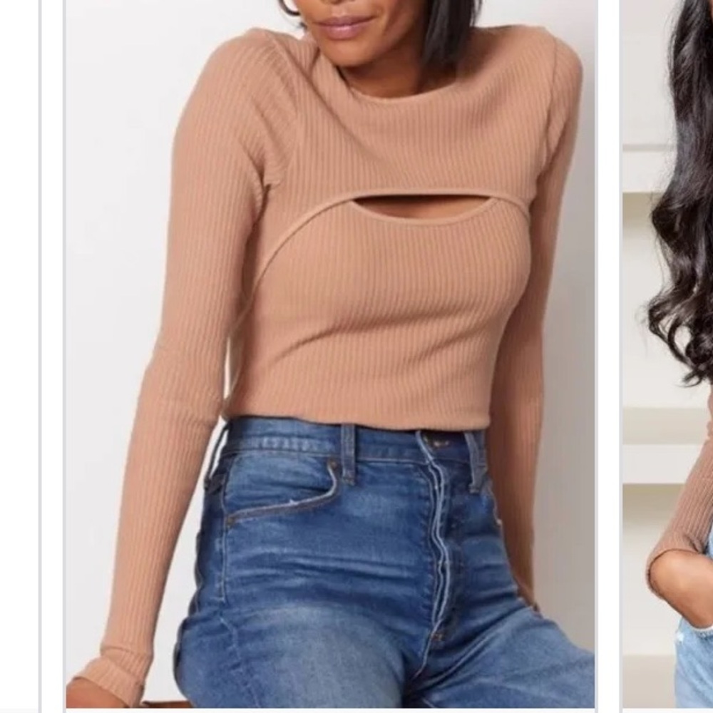 Agolde Chestnut Ribbed Long Sleeve Top